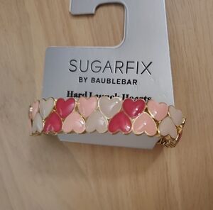 Sugarfix Baublebar Hard Launch Hearts Pink Red Bracelet Gold Y2K Barbiecore